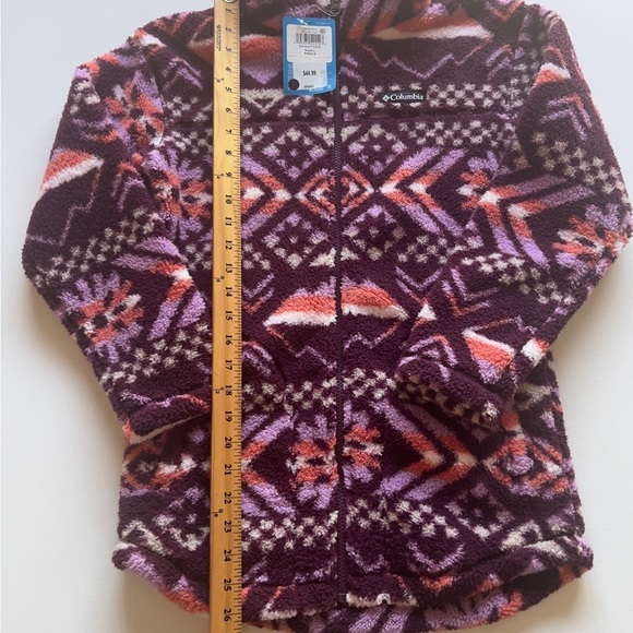 NWT Columbia Youth Girl's Large 14/16 Purple Patterned Fleece Jacket (G4) - Picture 2 of 6